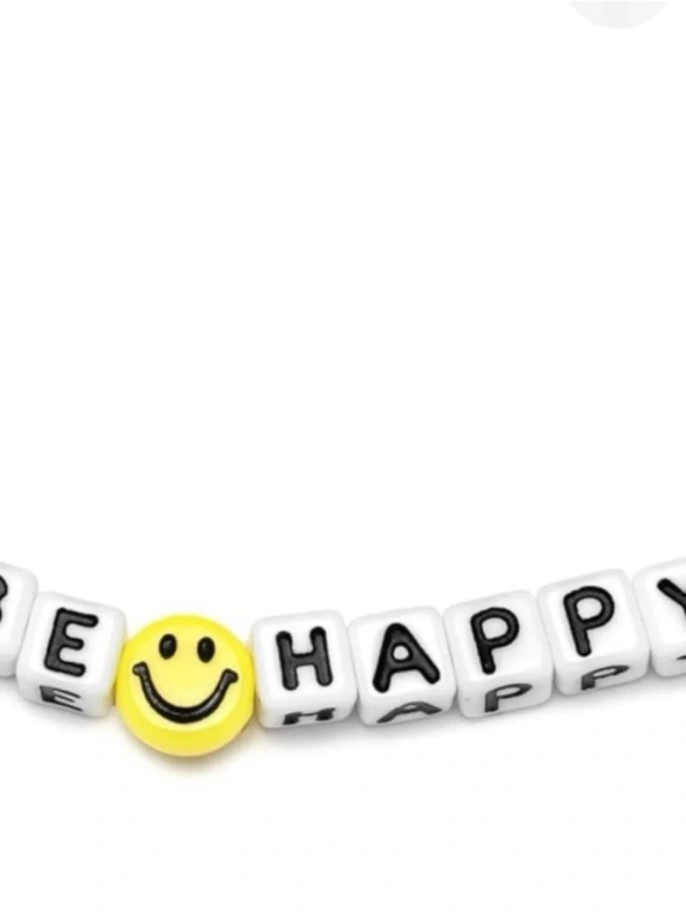 Be Happy Multicolor Letter Bead Bracelet with Gold Charm